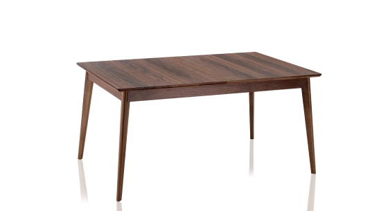 Table extensible en noyer 6 à 8 personnes avec plateau et allonges bois teinte naturelle 140x90 cm