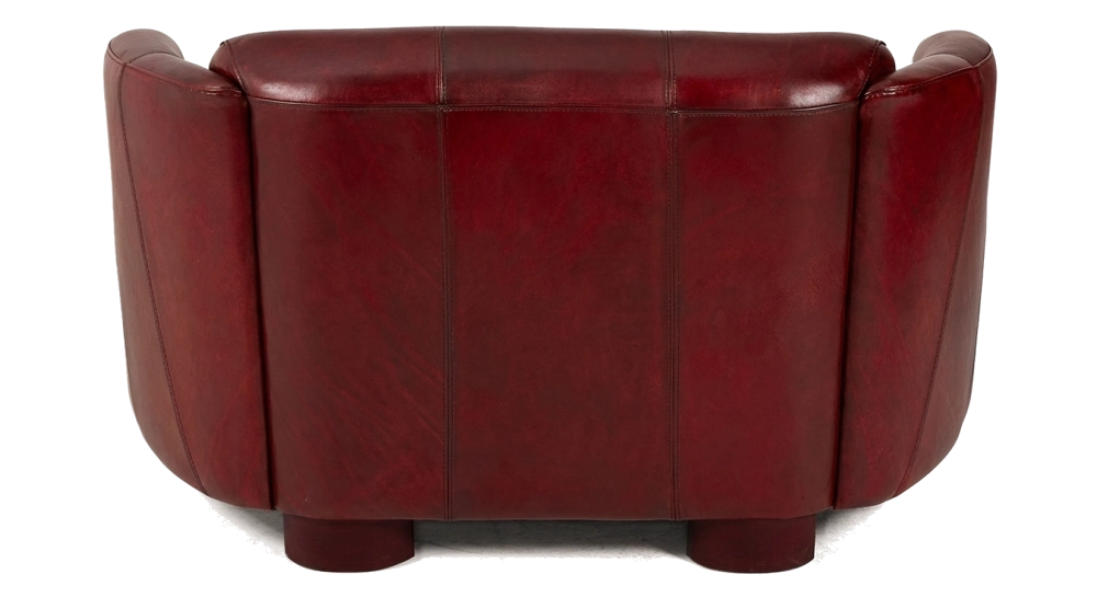 2 seater leather club sofa burgundy