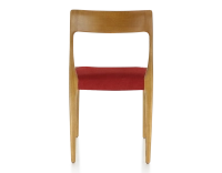 Scandinavian chair cherry stained wood burgundy fabric seat