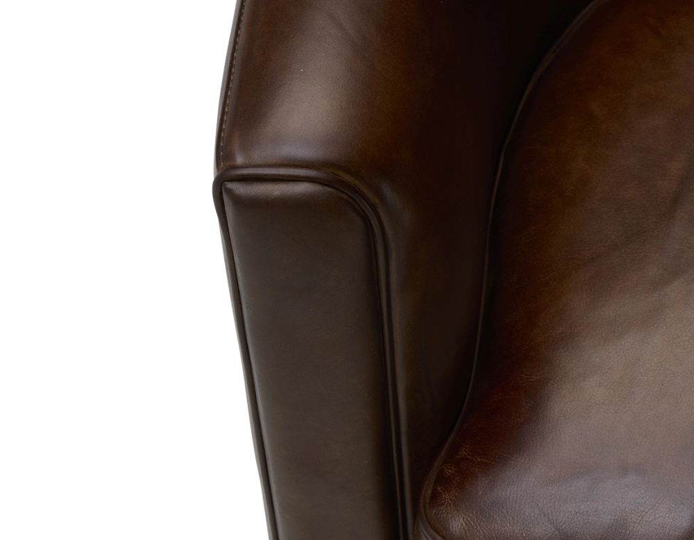 Sillón club de piel marrón intenso