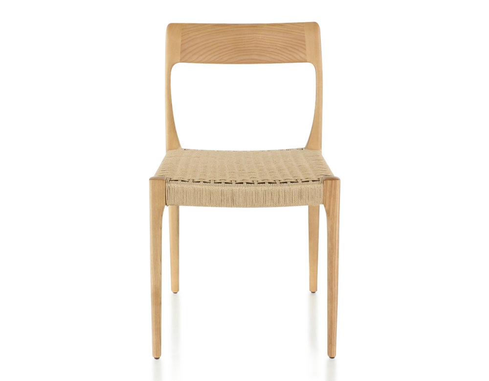 Chaise scandinave bois teinte naturelle assise corde