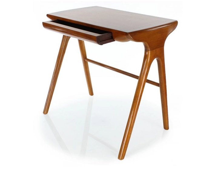 Small Scandinavian desk cherry-stained wood L80 cm
