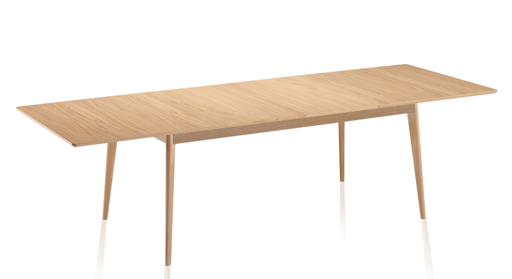 Mesa extensible de roble de 8 a 12 comensales con tablero y extensiones de madera en tinte natural 180x100 cm