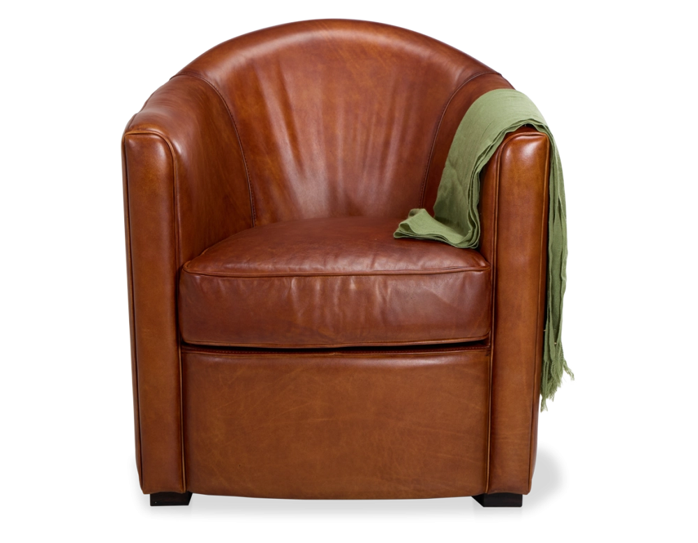 Sillón club de piel marrón claro