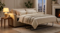 3-seater convertible sofa beige mottled fabrics
