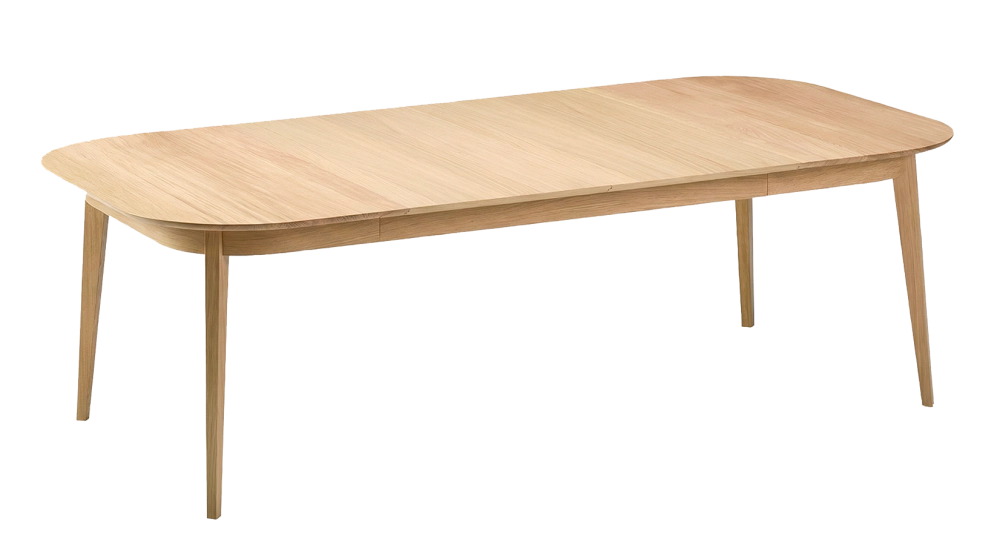 Table extensible 8 à 12 personnes en chêne avec plateau et allonges bois teinte naturelle 210x100 cm