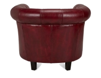 Fauteuil Chesterfield cuir rouge carmin accoudoirs cloutés