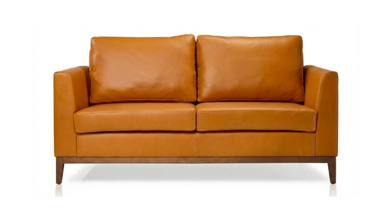 2 seater designer sofa caramel leather
