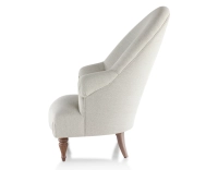 Toad armchair with armrests walnut-stained wooden legs and high-backed natural beige fabric