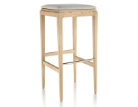 Taburete de bar de diseño H80 cm madera tinte natural asiento tejido beige natural