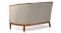 Sofá antiguo de 2 plazas con reposabrazos moldurados bois teinte ancienne et tissu beige naturel