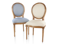 Chaise ancienne style Louis XVI bois teinte ancienne et tissu chevron beige