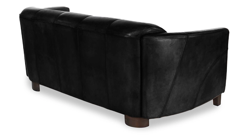 3 seater leather club sofa black