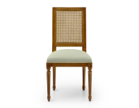 Chaise ancienne style Louis XVI dossier canné assise tissu vert sauge
