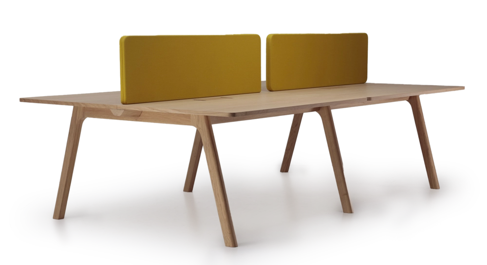 Bureau bench 4 postes chêne teinte naturelle plateau bois 280x160