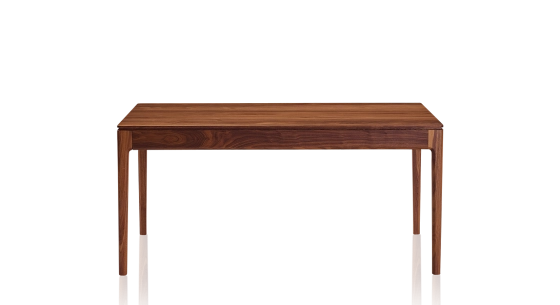 Table salle à manger en noyer 6 personnes teinte naturelle plateau bois 160x100 cm