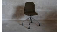 Chaise de bureau à roulettes assise tissu en laine bouillie taupe