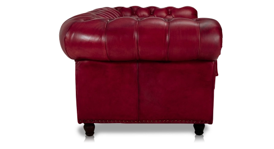 2 seater Chesterfield leather sofa Bordeaux studded armrests