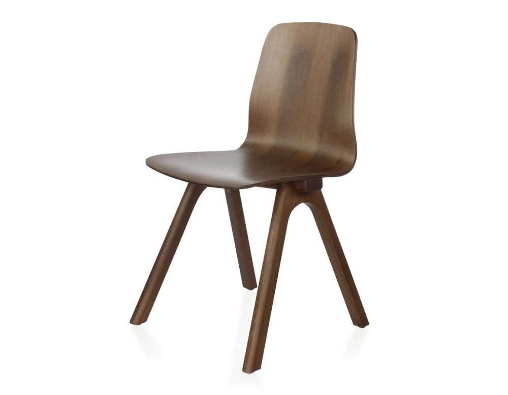 Chaise design en chêne teinte de bois marron foncé