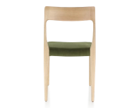 Chaise scandinave bois teinte naturelle assise tissu vert olive