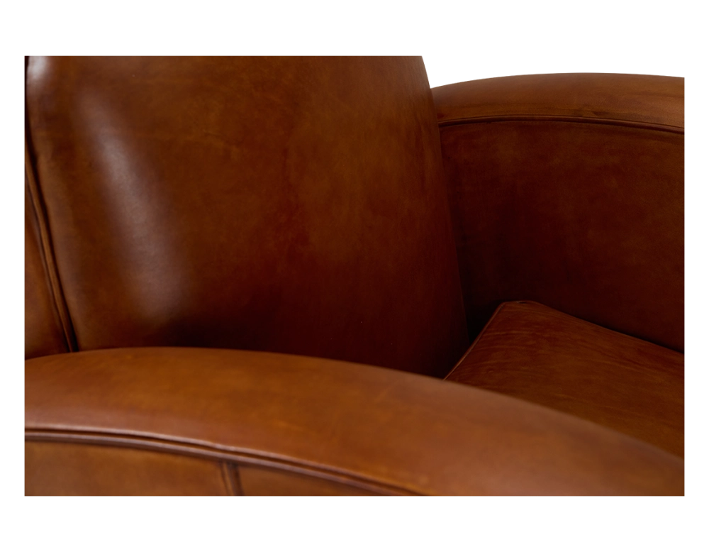 Fauteuil club cuir marron clair