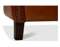 Canapé Chesterfield cuir 2 places marron clair accoudoirs cloutés