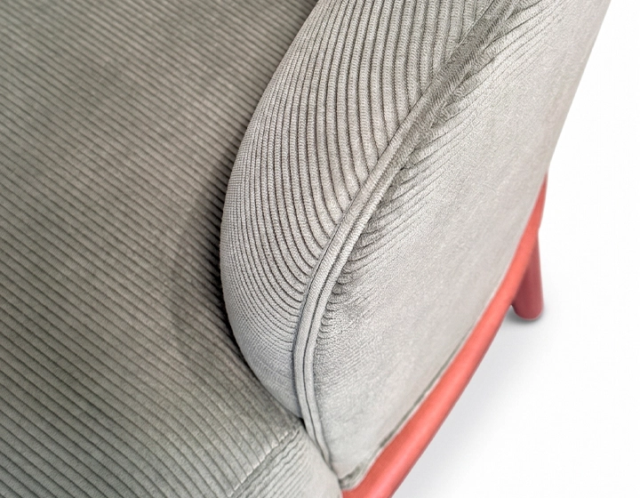 Fauteuil design tissu velours côtelé vert forêt