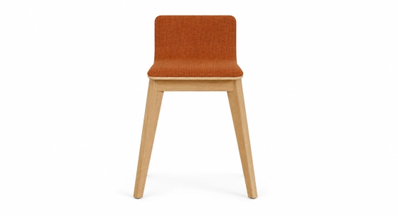 Taburete de diseño roble tinte natural asiento tejido coral