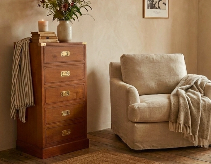 Chiffonnier marine bois teinte merisier