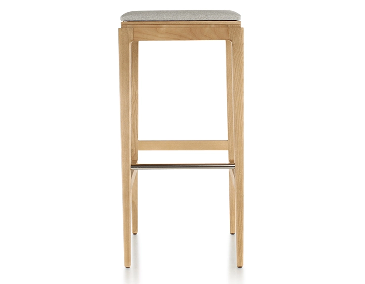 Taburete de bar de diseño H80 cm madera tinte natural asiento tejido beige natural