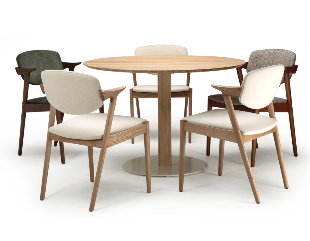 Scandinavian chair dark brown stained wood with forest green velvet seat.