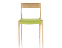 Silla escandinava madera tinte natural asiento tejido verde manzana