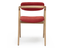 Chaise scandinave bois teinte naturelle assise tissu orange brulé