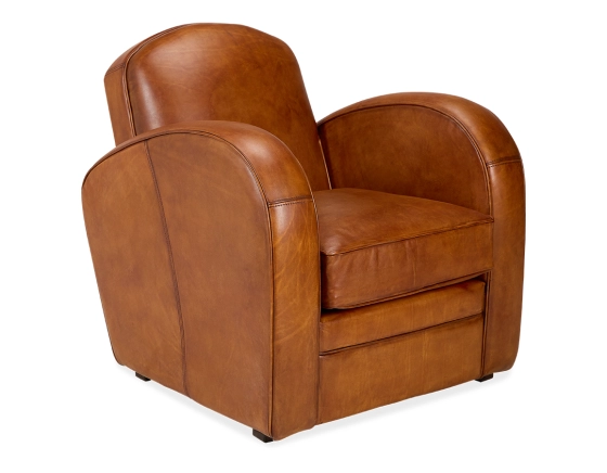 Leather club armchair light brown