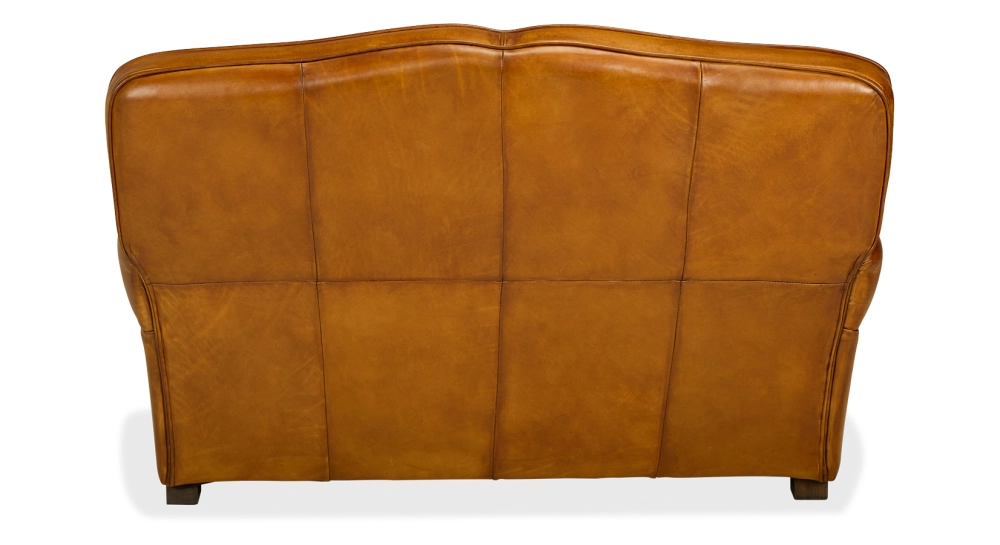 2 seater leather club sofa cognac