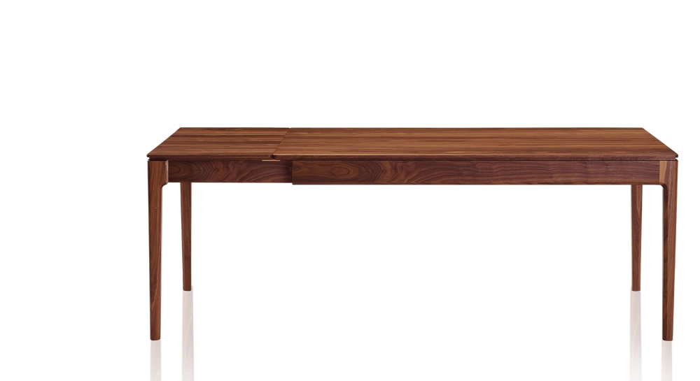 Table extensible en noyer 8 à 12 personnes avec plateau et allonges bois teinte naturelle 180x100 cm