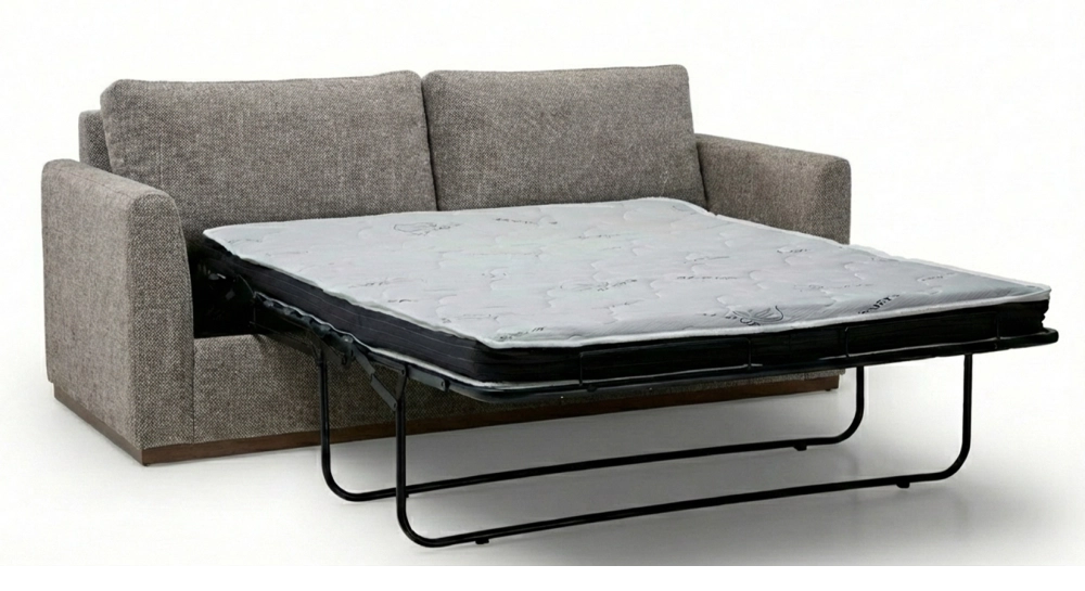 3-seater convertible sofa beige mottled fabrics