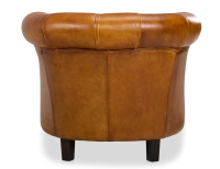 Fauteuil chesterfield cuir cognac accoudoirs cloutés