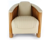 Sillón club de madera y piel beige