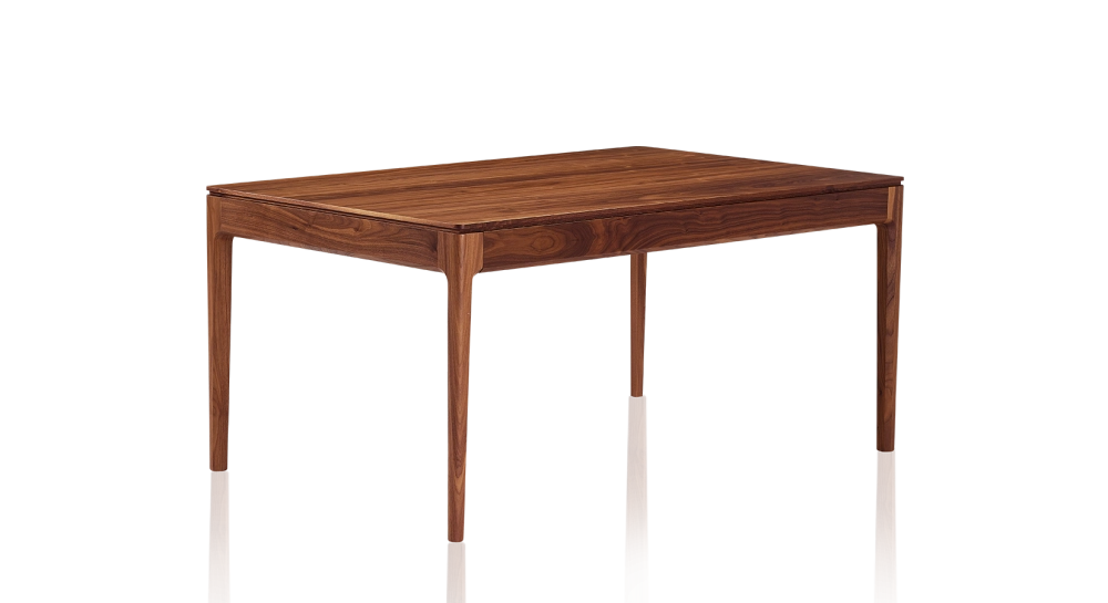 Mesa de comedor para 6 personas de nogal tinte natural tablero de madera 140x90 cm