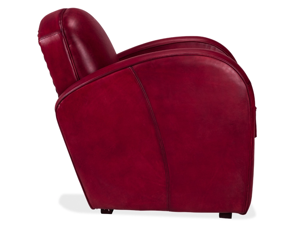 Sillón club de piel rojo carmín