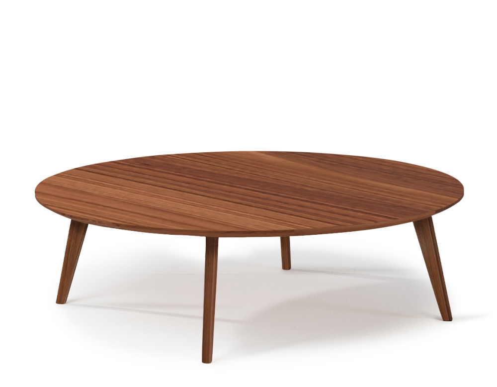 Table basse ronde en noyer plateau bois F1 teinte naturelle 110x110x30 cm