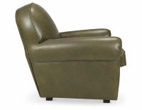Fauteuil club cuir vert olive accoudoirs passepoil