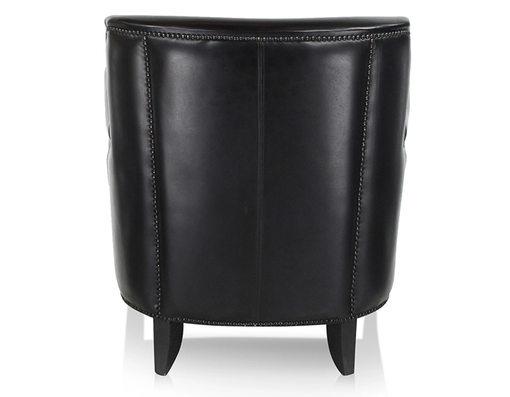 Fauteuil club cuir noir accoudoirs cloutés