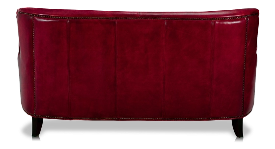 2 seater leather club sofa Bordeaux studded armrests