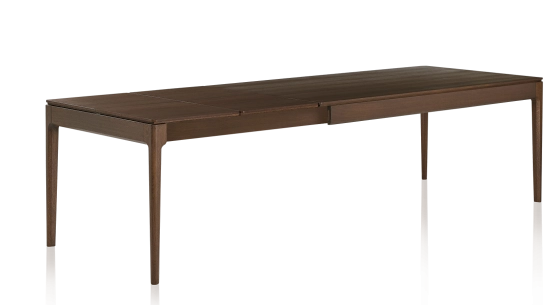 Mesa extensible de roble de 6 a 10 personas con tablero y extensiones de madera en tono marrón oscuro 140x90 cm