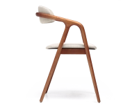 Chaise scandinave bois teinte merisier assise tissu beige naturel