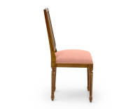 Silla antigua estilo Luis XVI respaldo de rejilla asiento de tejido rosa coral