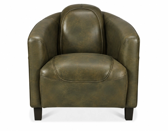 Fauteuil club cuir vert olive