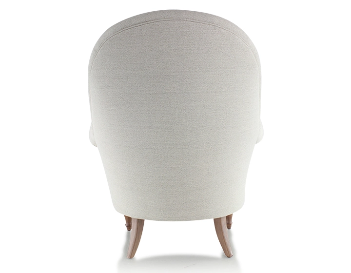 Toad armchair with armrests walnut-stained wooden legs and high-backed natural beige fabric